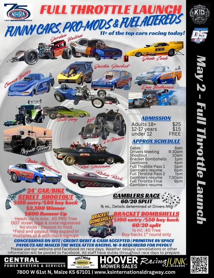 Full Throttle flyer for Kansas International Dragway