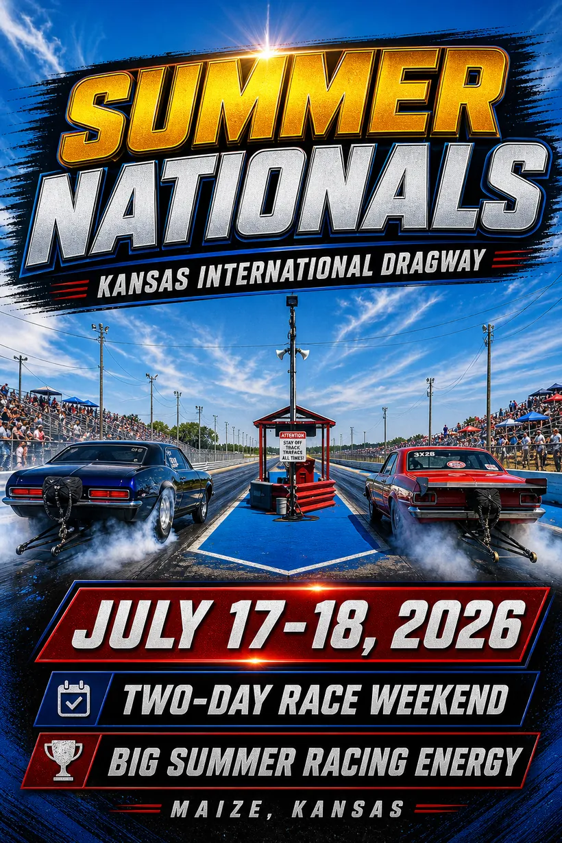 Summer Nationals flyer for Kansas International Dragway